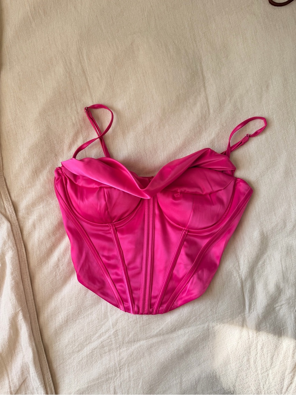 Hot Pink Satin Bustier Corset Top - Women Intimates